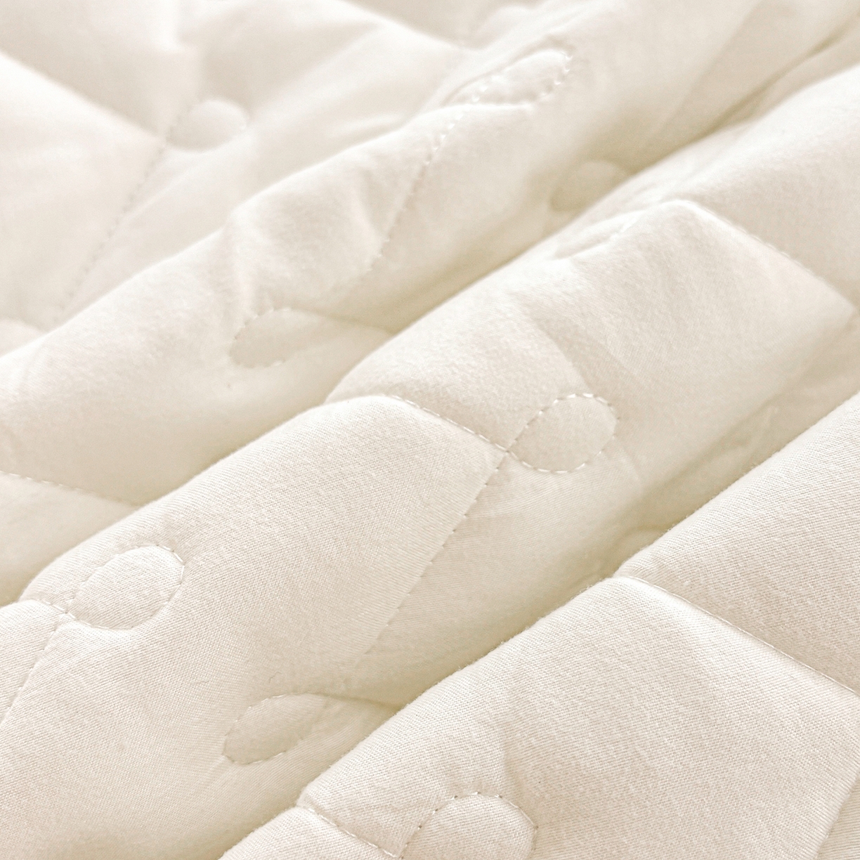 91家纺网 家纺一手货源 找家纺 笠裙家纺 2025新款蕾丝水洗棉夹棉加厚单床裙-繁星 繁星-米白