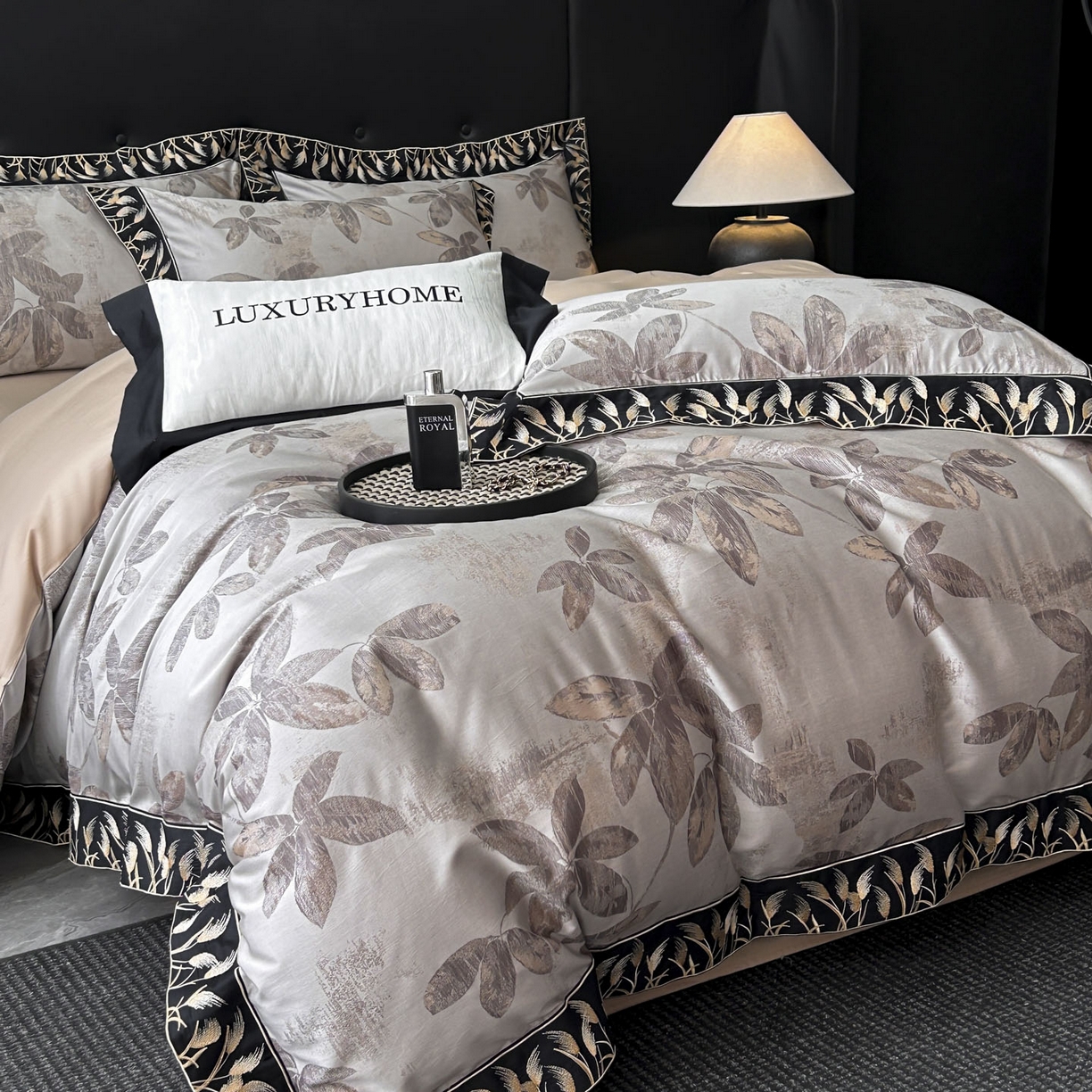 91家纺网 家纺一手货源 找家纺 帝王家纺 2025冬季爆款牛奶绒刺绣四件套加厚珊瑚绒少女心被套-晚枫 晚枫-灰