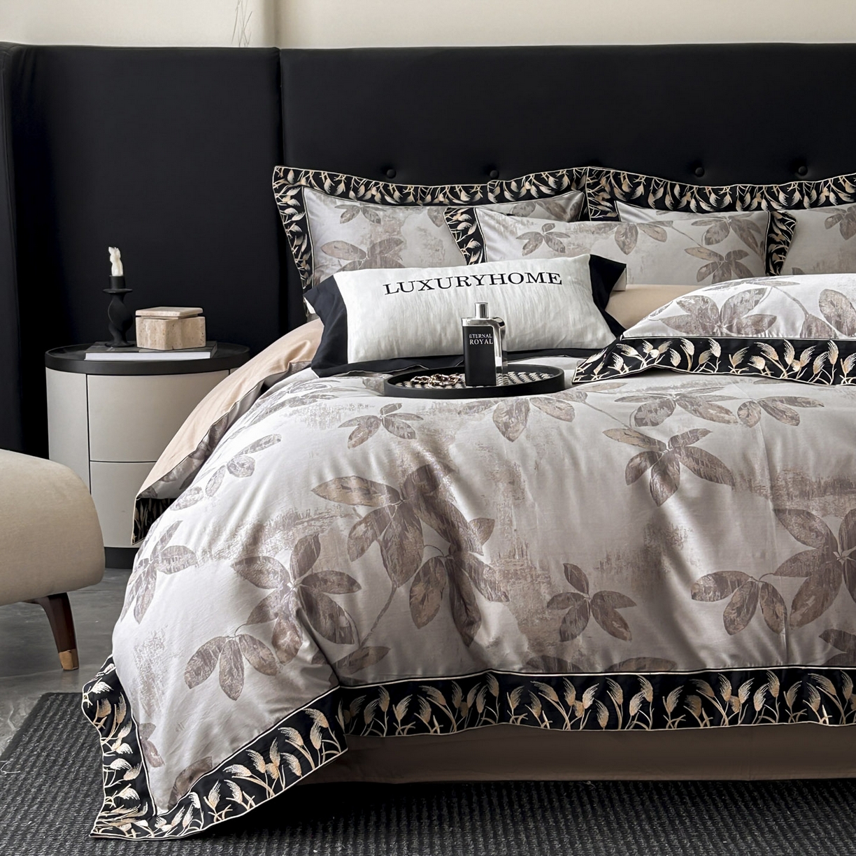 91家纺网 家纺一手货源 找家纺 帝王家纺 2025冬季爆款牛奶绒刺绣四件套加厚珊瑚绒少女心被套-晚枫 晚枫-灰