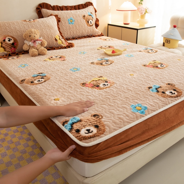 91家纺网 家纺一手货源 找家纺 （总）美达家纺 2025新款牛奶绒夹棉单床笠