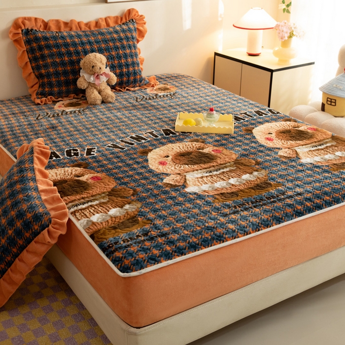 91家纺网 家纺一手货源 找家纺 （总）美达家纺 2025新款牛奶绒夹棉单床笠