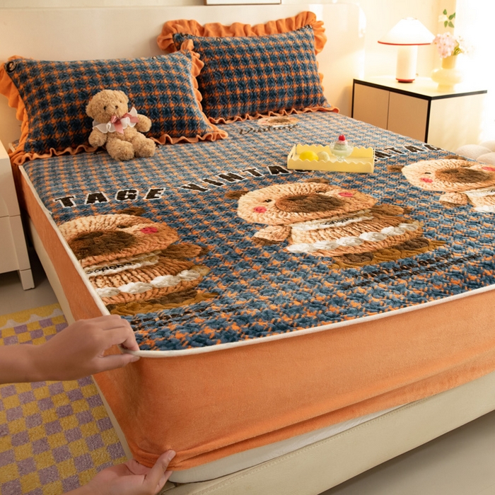 91家纺网 家纺一手货源 找家纺 （总）美达家纺 2025新款牛奶绒夹棉单床笠