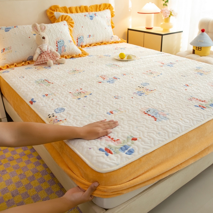 91家纺网 家纺一手货源 找家纺 （总）美达家纺 2025新款牛奶绒夹棉单床笠