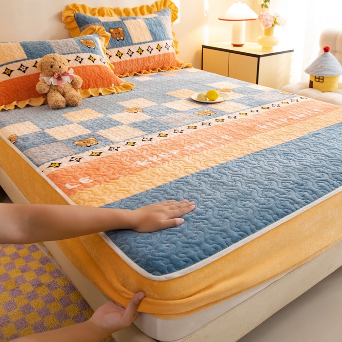 91家纺网 家纺一手货源 找家纺 （总）美达家纺 2025新款牛奶绒夹棉单床笠