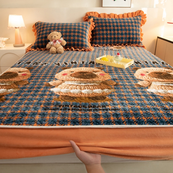 91家纺网 家纺一手货源 找家纺 （总）美达家纺 2025新款牛奶绒夹棉单床笠