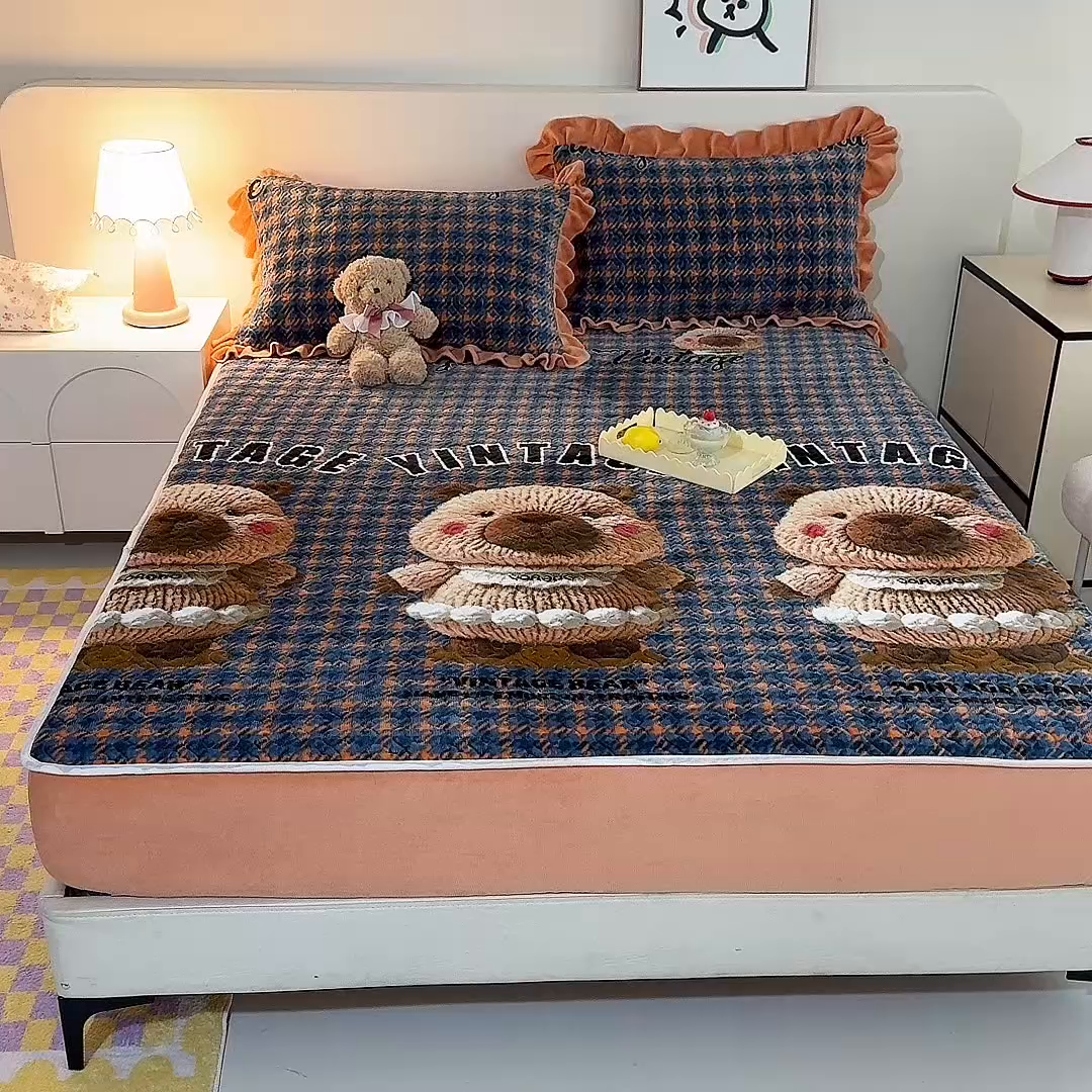 91家纺网 家纺一手货源 找家纺 （总）美达家纺 2025新款牛奶绒夹棉单床笠