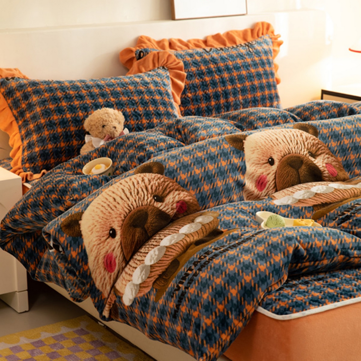 91家纺网 家纺一手货源 找家纺 （总）美达家纺 2025新款牛奶绒夹棉床笠四件套