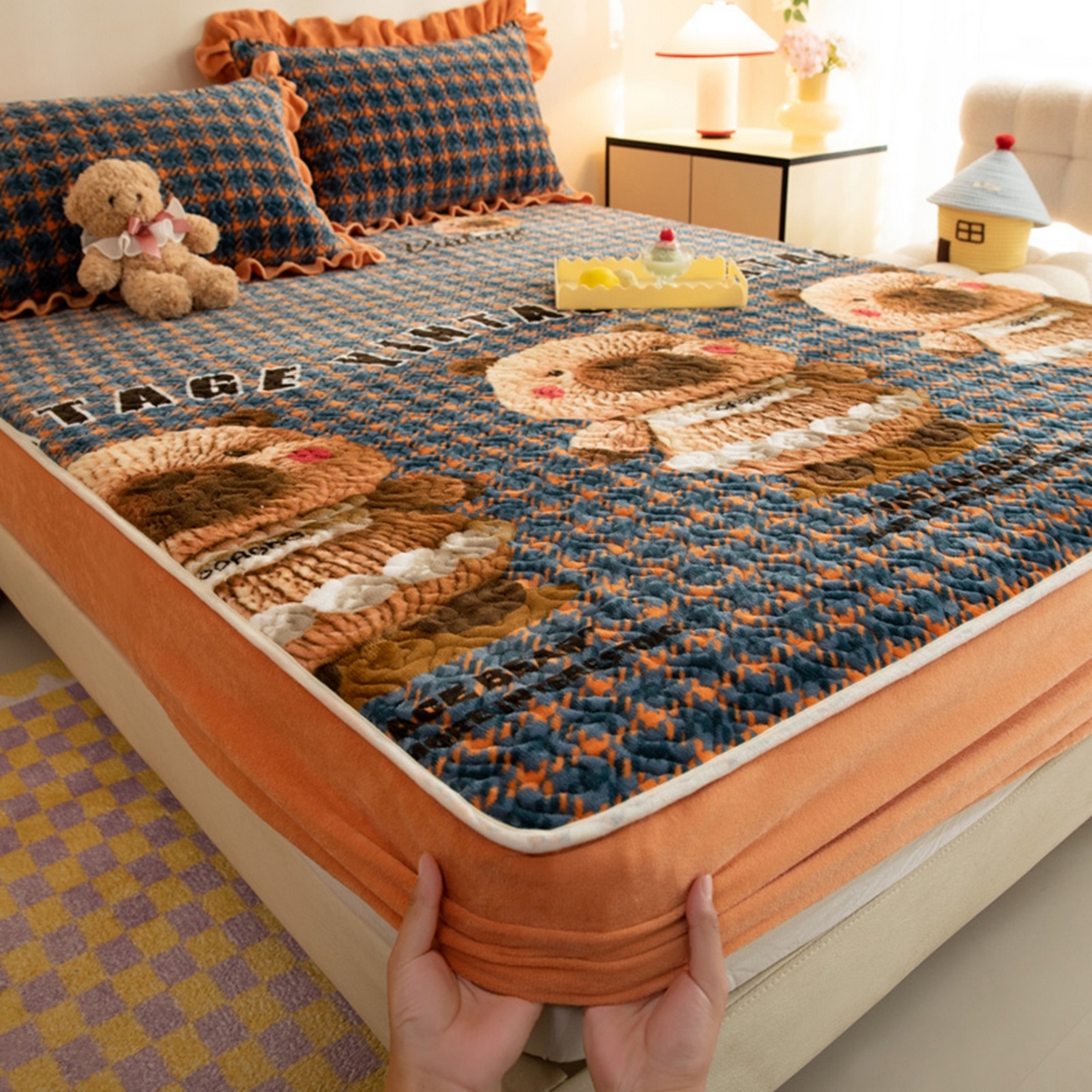 91家纺网 家纺一手货源 找家纺 （总）美达家纺 2025新款牛奶绒夹棉床笠四件套