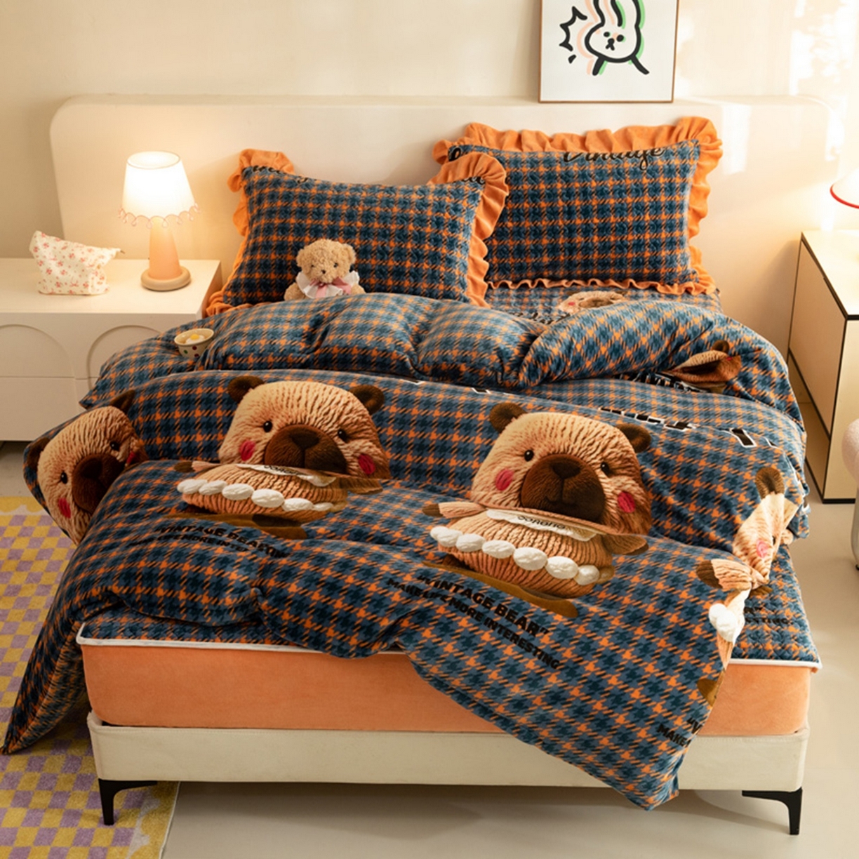 91家纺网 家纺一手货源 找家纺 （总）美达家纺 2025新款牛奶绒夹棉床笠四件套