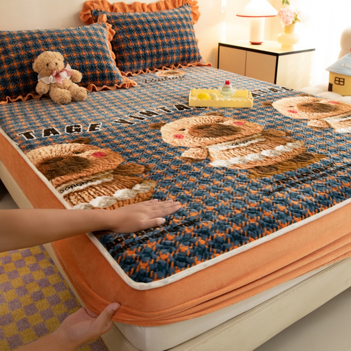 91家纺网 家纺一手货源 找家纺 （总）美达家纺 2025新款牛奶绒夹棉床笠四件套