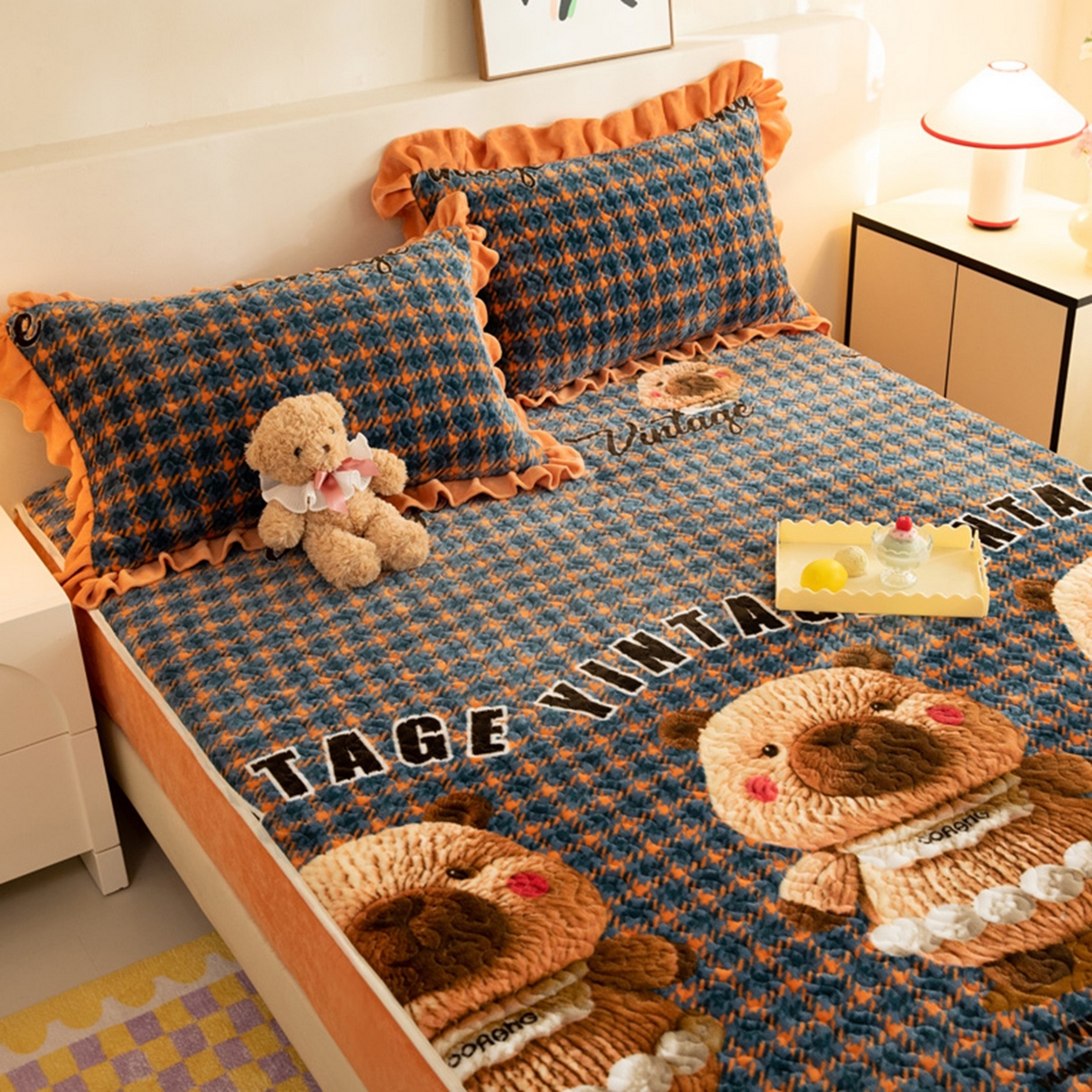 91家纺网 家纺一手货源 找家纺 （总）美达家纺 2025新款牛奶绒夹棉床笠四件套