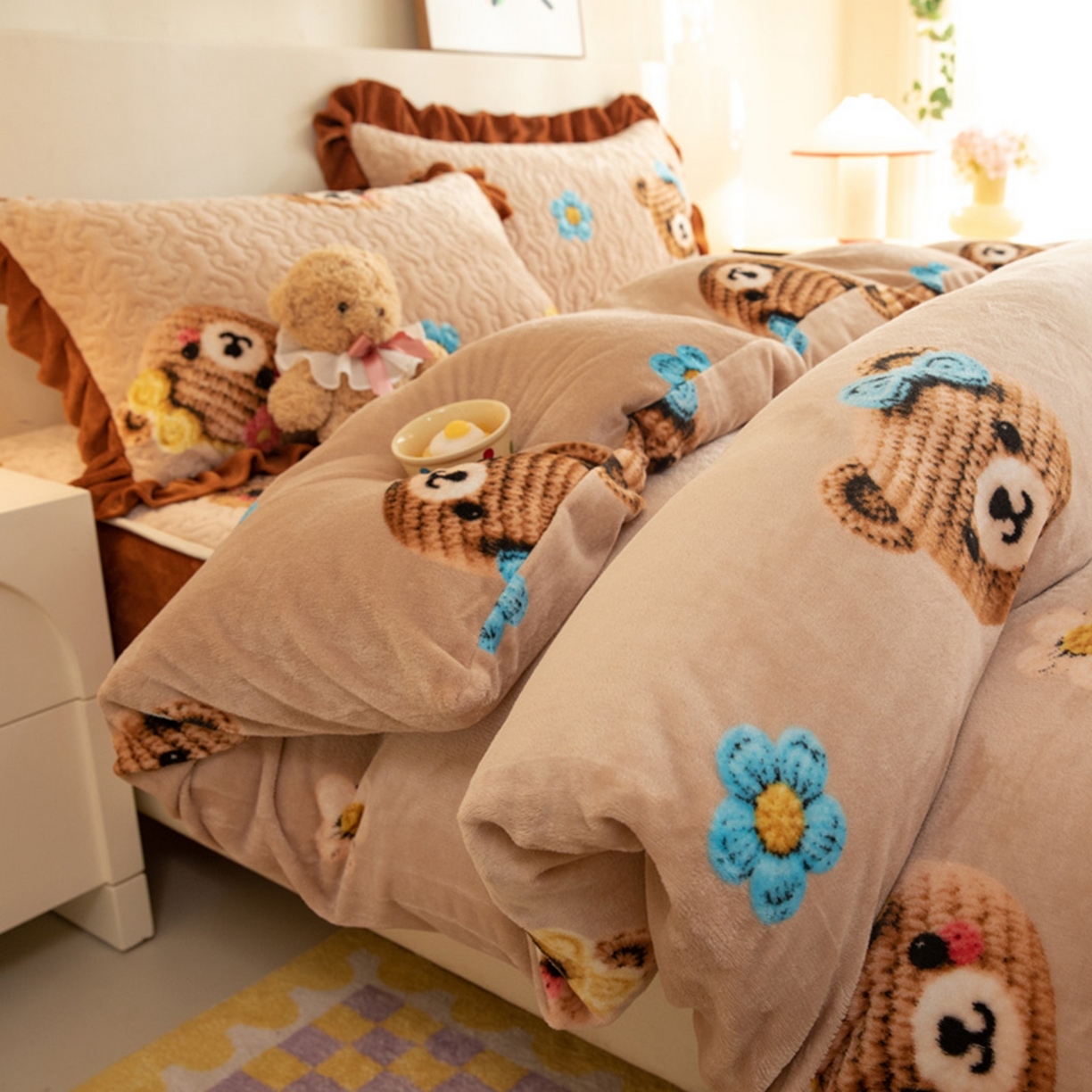 91家纺网 家纺一手货源 找家纺 （总）美达家纺 2025新款牛奶绒夹棉床笠四件套