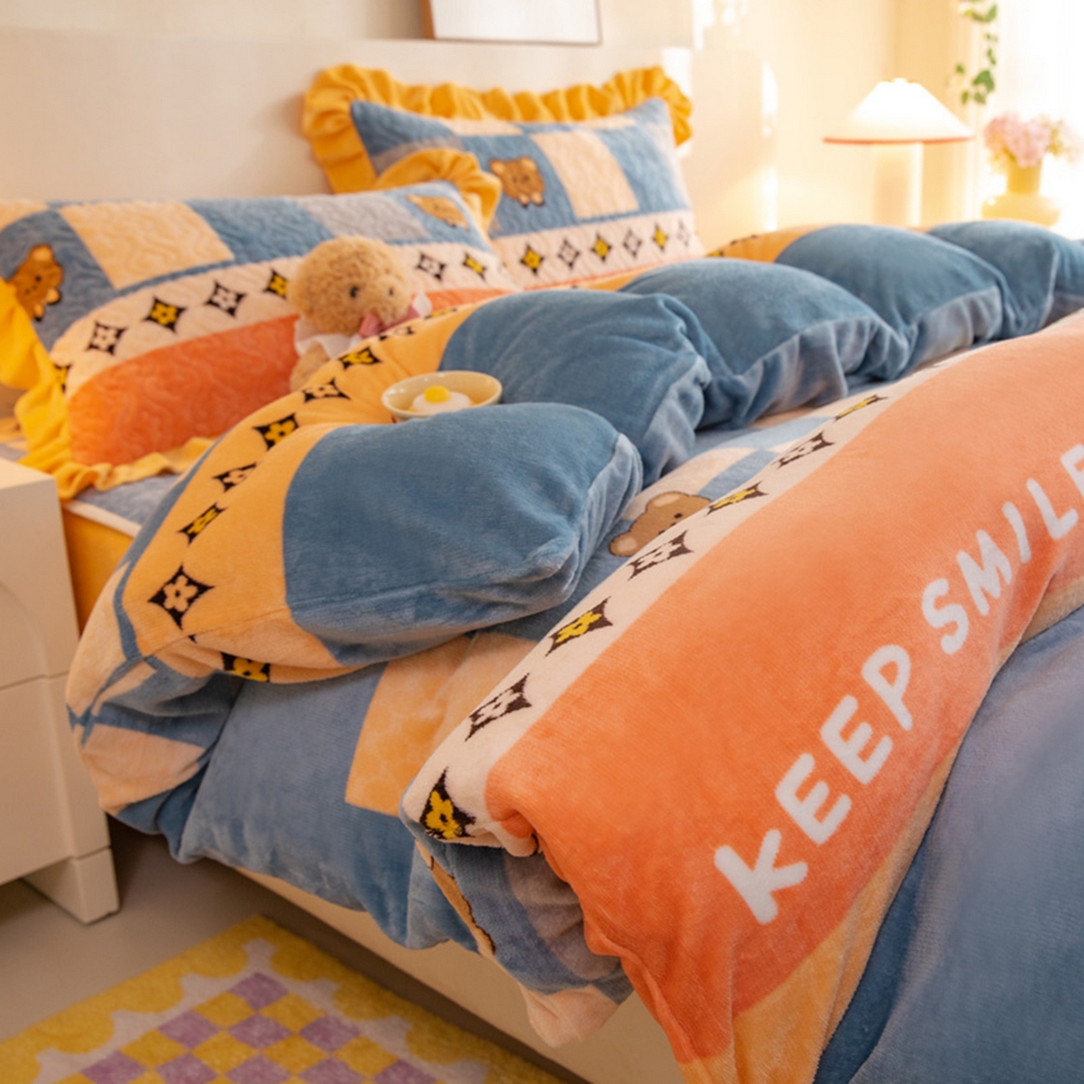 91家纺网 家纺一手货源 找家纺 （总）美达家纺 2025新款牛奶绒夹棉床笠四件套