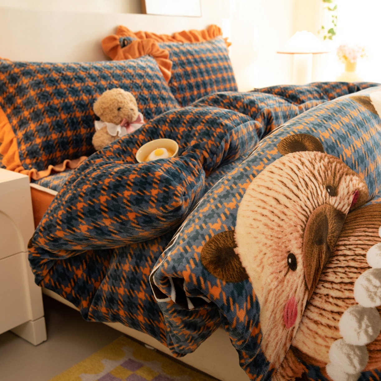 91家纺网 家纺一手货源 找家纺 （总）美达家纺 2025新款牛奶绒夹棉床笠四件套