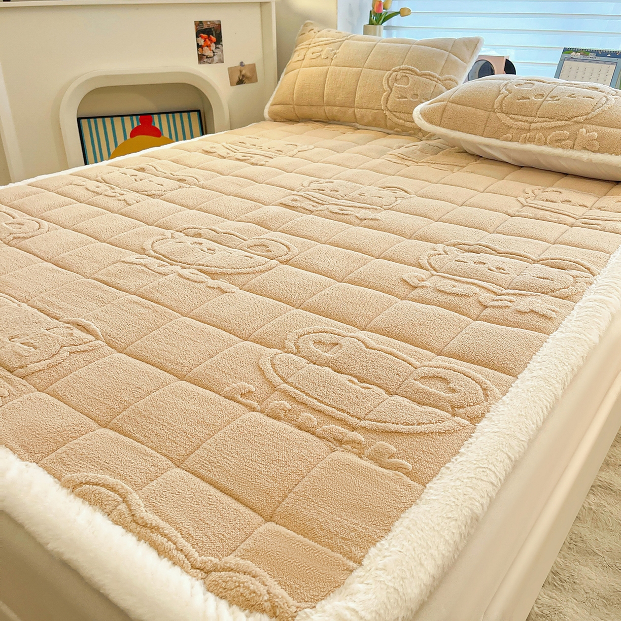 91家纺网 家纺一手货源 找家纺 予梦家纺 2025新款加厚塔芙绒床垫床褥床护垫（带卖点图和买家秀） 绅士熊 卡其