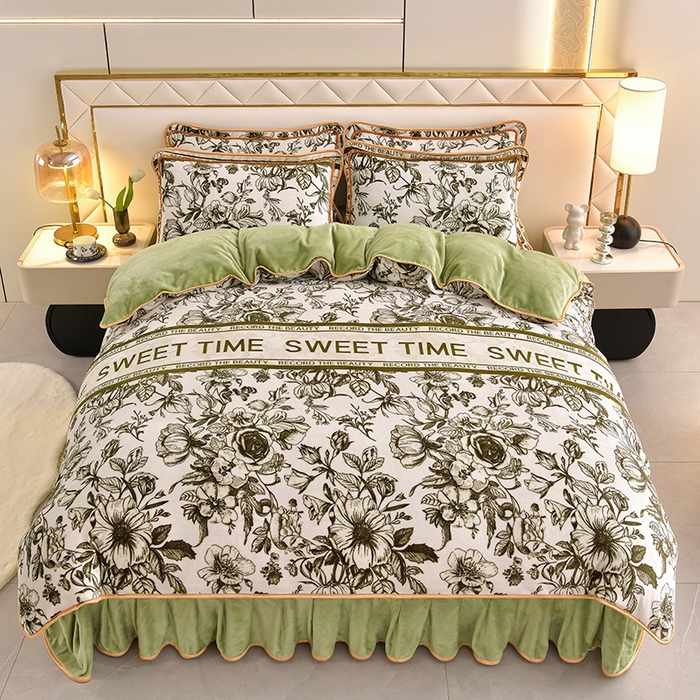 91家纺网 家纺一手货源 找家纺 （总）紫月轩 2025新款日产2万套高克重8.5斤牛奶绒四件套法莱绒四件套