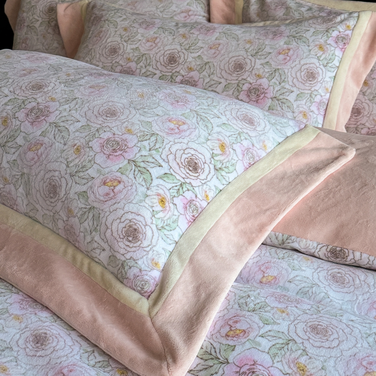 91家纺网 家纺一手货源 找家纺 （总）娇逸家居 2025新款高克重A类数码印花牛奶绒双拼边款四件套