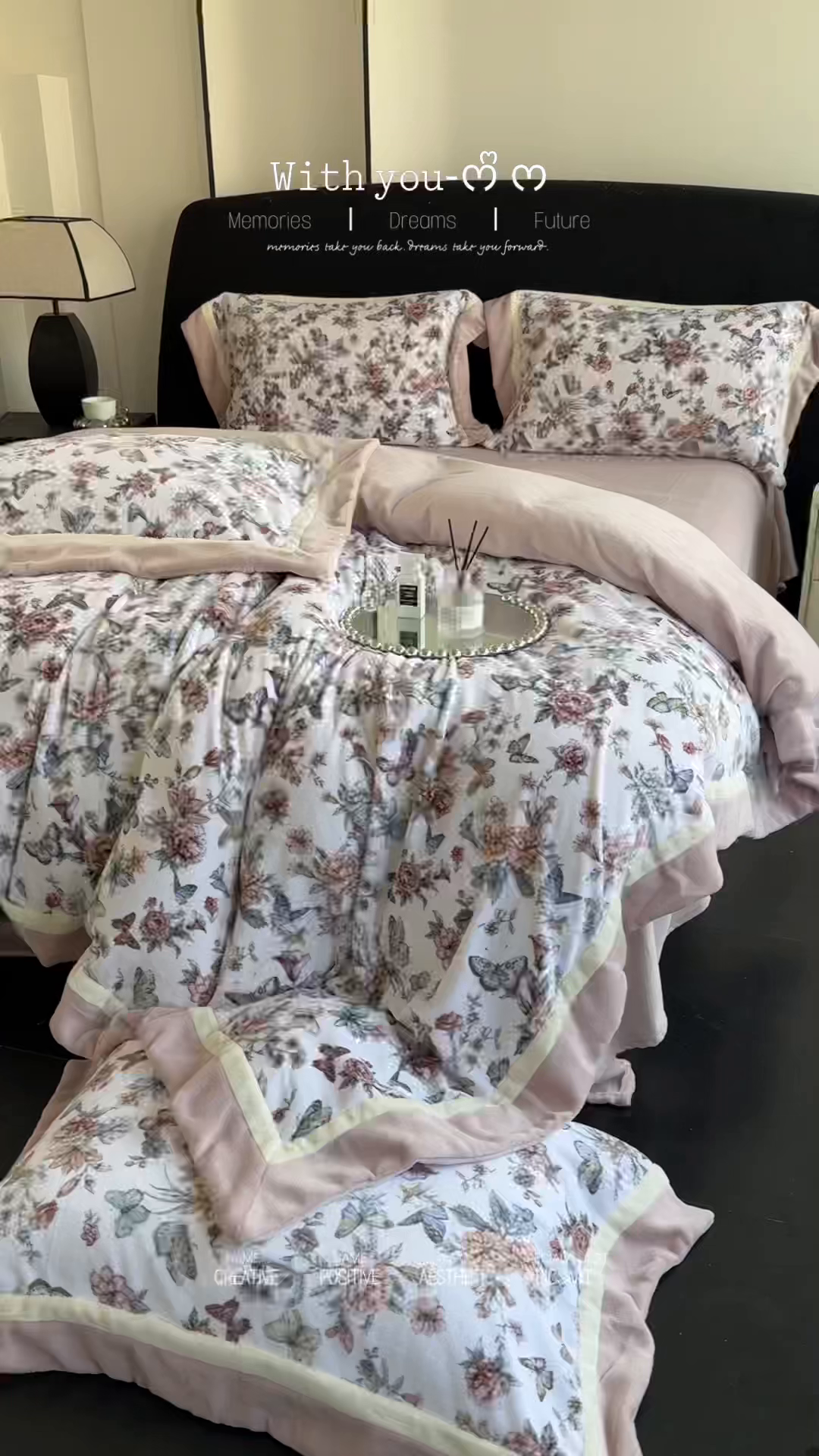 91家纺网 家纺一手货源 找家纺 娇逸家居 2025新款高克重A类数码印花牛奶绒双拼边款四件套 栩蝶