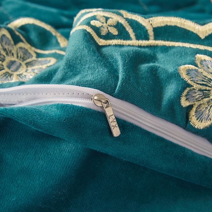 91家纺网 家纺一手货源 找家纺 罗艺轩 2025新款婴儿绒加厚保暖床裙式四件套-心语 心语-翡翠绿