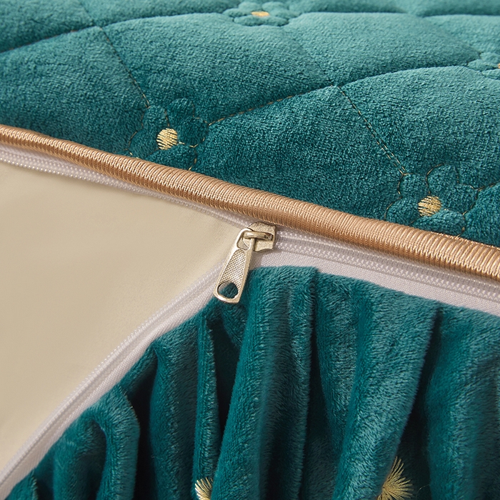 91家纺网 家纺一手货源 找家纺 罗艺轩 2025新款婴儿绒加厚保暖床裙式四件套-心语 心语-翡翠绿