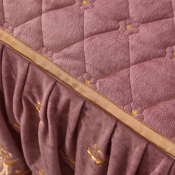 91家纺网 家纺一手货源 找家纺 罗艺轩 2025新款婴儿绒加厚保暖床裙式四件套-心语 心语-豆沙