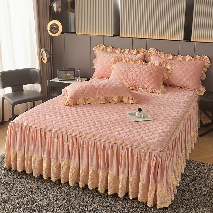 91家纺网 家纺一手货源 找家纺 罗艺轩 2025新款婴儿绒加厚保暖床裙式四件套-心语 心语-梦幻玉