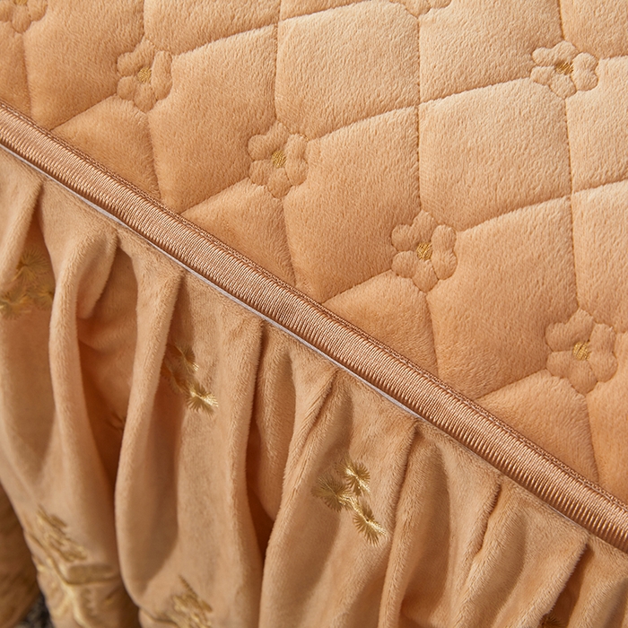 91家纺网 家纺一手货源 找家纺 罗艺轩 2025新款婴儿绒加厚保暖床裙式四件套-心语 心语-香槟金