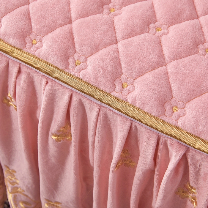 91家纺网 家纺一手货源 找家纺 罗艺轩 2025新款婴儿绒加厚保暖床裙式四件套-心语 心语-樱花粉