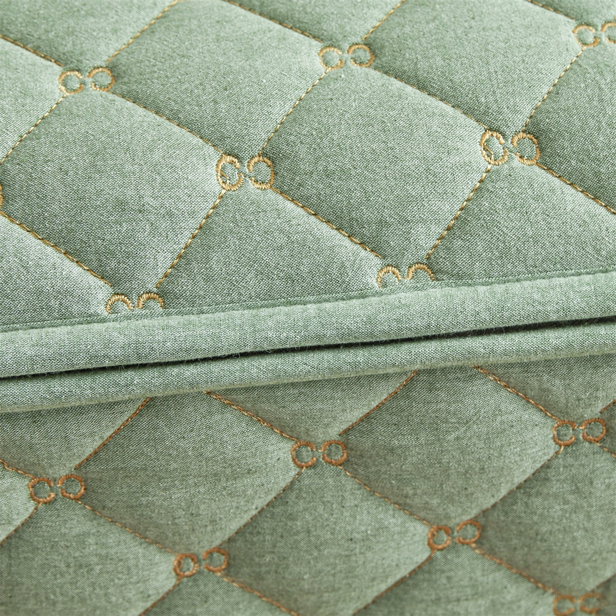 91家纺网 家纺一手货源 找家纺 伊人坊 2025新款A类全棉水洗棉六面全包夹棉床笠床垫保护套拉链床笠 青果绿