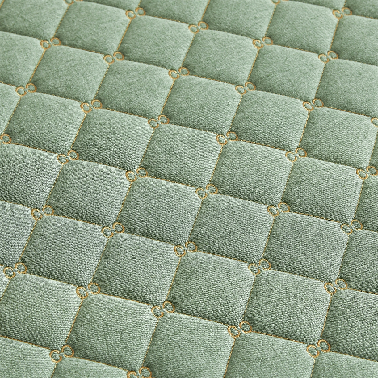 91家纺网 家纺一手货源 找家纺 伊人坊 2025新款A类全棉水洗棉六面全包夹棉床笠床垫保护套拉链床笠 青果绿