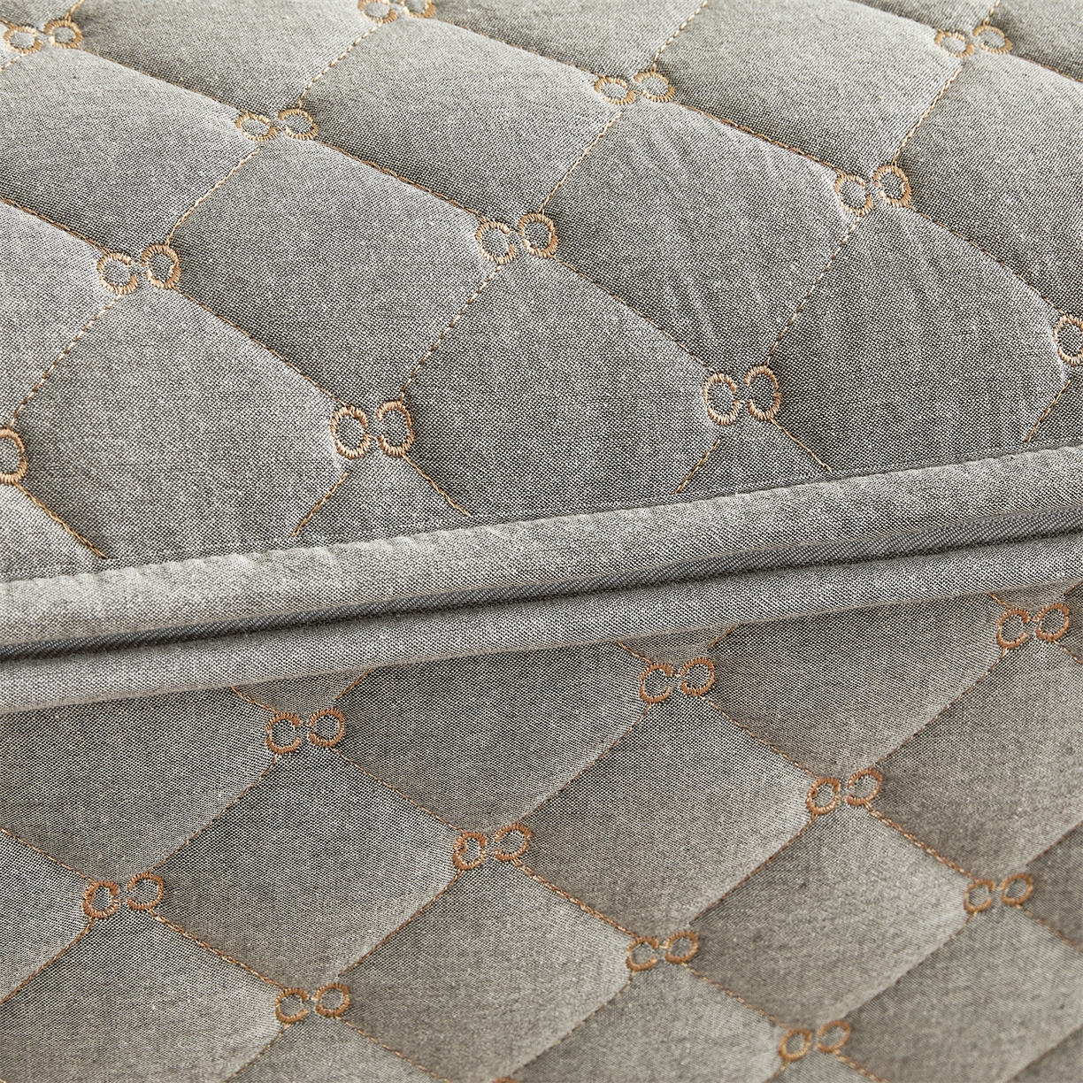 91家纺网 家纺一手货源 找家纺 伊人坊 2025新款A类全棉水洗棉六面全包夹棉床笠床垫保护套拉链床笠 时尚灰