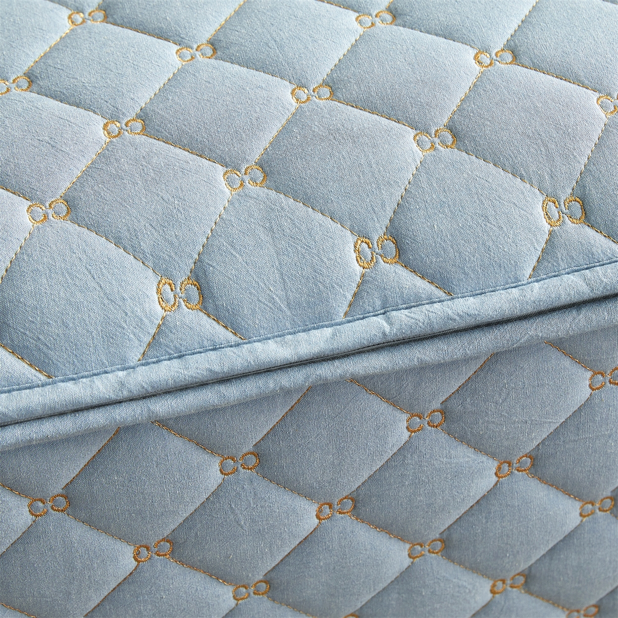 91家纺网 家纺一手货源 找家纺 伊人坊 2025新款A类全棉水洗棉六面全包夹棉床笠床垫保护套拉链床笠 天空蓝