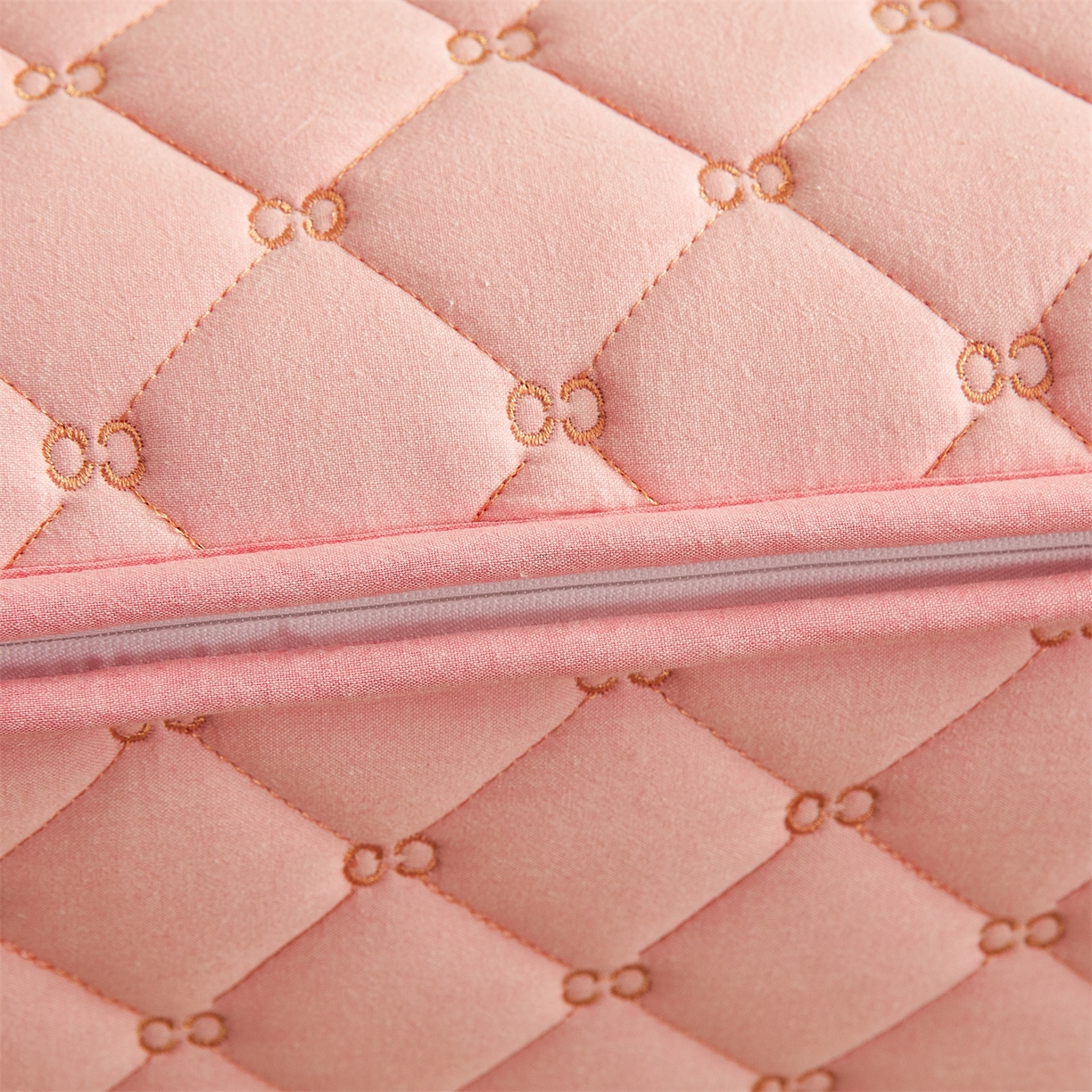 91家纺网 家纺一手货源 找家纺 伊人坊 2025新款A类全棉水洗棉六面全包夹棉床笠床垫保护套拉链床笠 樱花粉