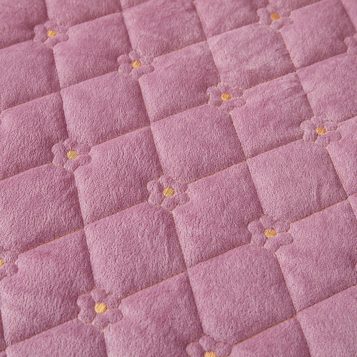 91家纺网 家纺一手货源 找家纺 罗艺轩 2025新款婴儿绒加厚保暖床裙式三件套-心语 心语-紫色