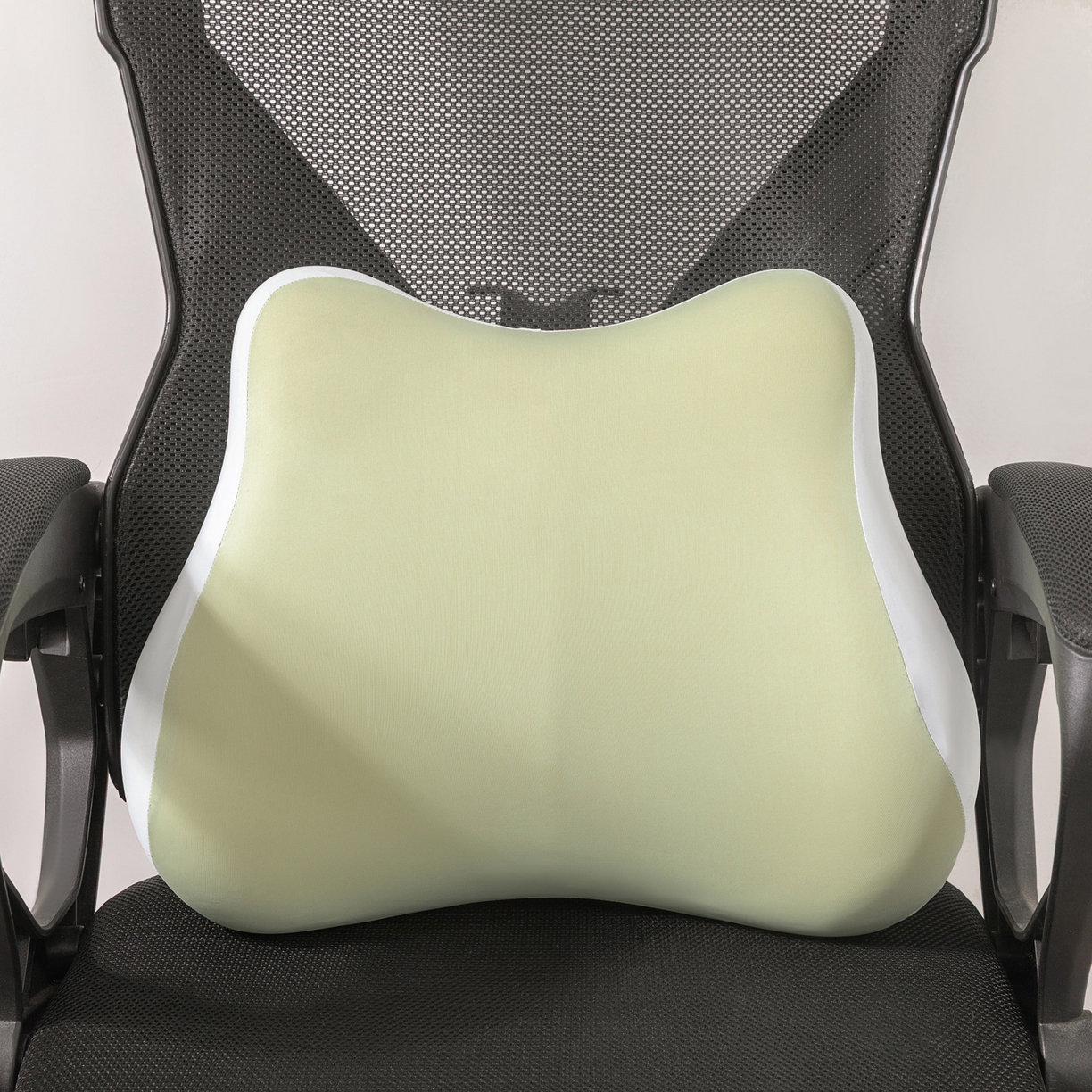 91家纺网 家纺一手货源 找家纺 2025新款记忆棉腰靠腰枕支撑靠垫座椅工位透气办公室椅子护腰靠背垫 慢回弹腰靠枕-青草绿