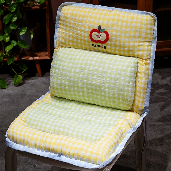 91家纺网 家纺一手货源 找家纺 （总）仟亿莱 2025新款格纹苹果护腰横条连体坐垫