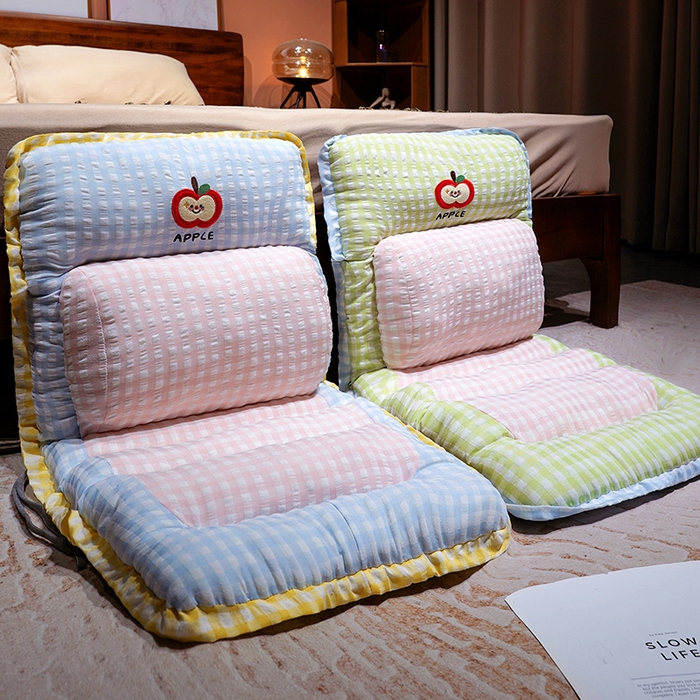 91家纺网 家纺一手货源 找家纺 （总）仟亿莱 2025新款格纹苹果护腰横条连体坐垫