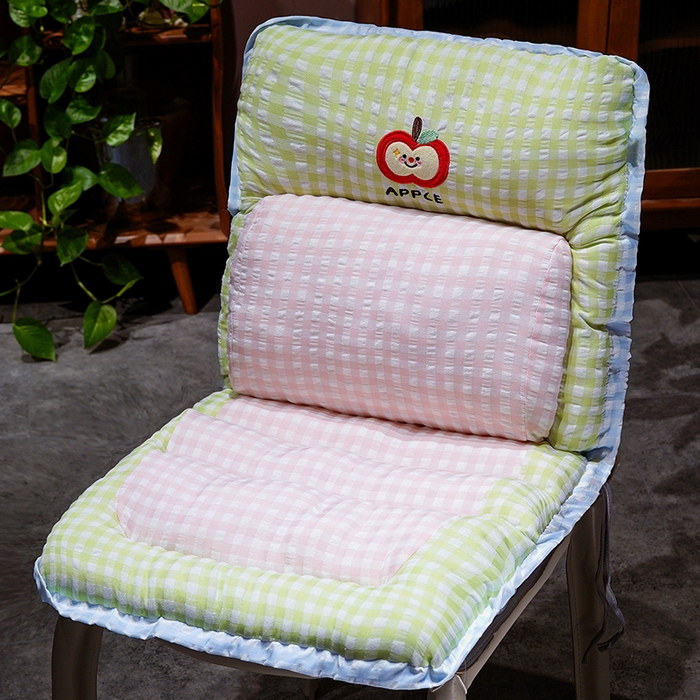 仟亿莱 2025新款格纹苹果护腰横条连体坐垫 护腰绿粉横条