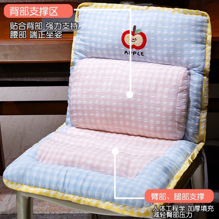 91家纺网 家纺一手货源 找家纺 仟亿莱 2025新款格纹苹果护腰横条连体坐垫 护腰绿粉横条