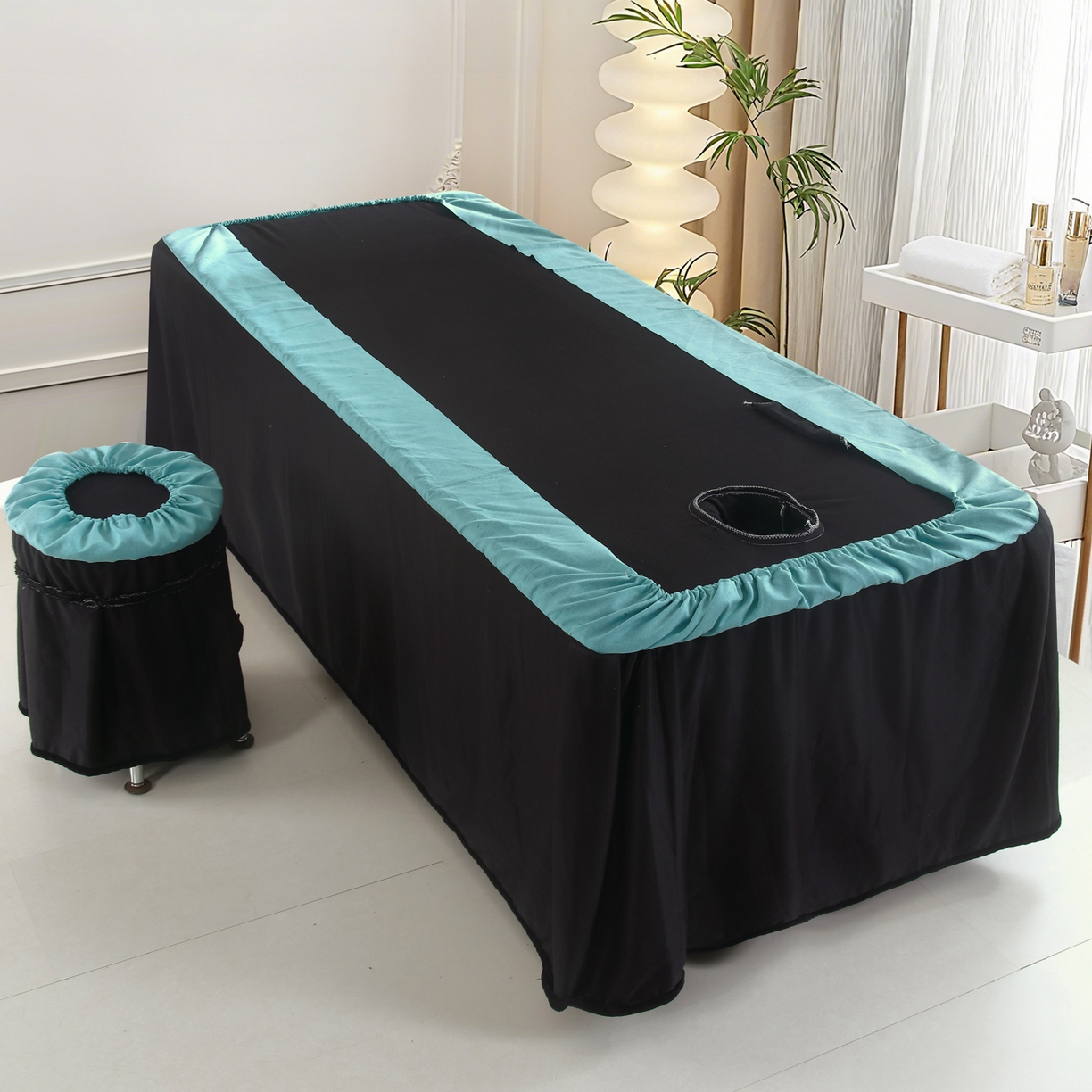 91家纺网 家纺一手货源 找家纺 （总）千姿坊 2025新款秋冬加厚保暖牛奶绒美 容床罩四件套美 容院养生馆专用-叶语悠然