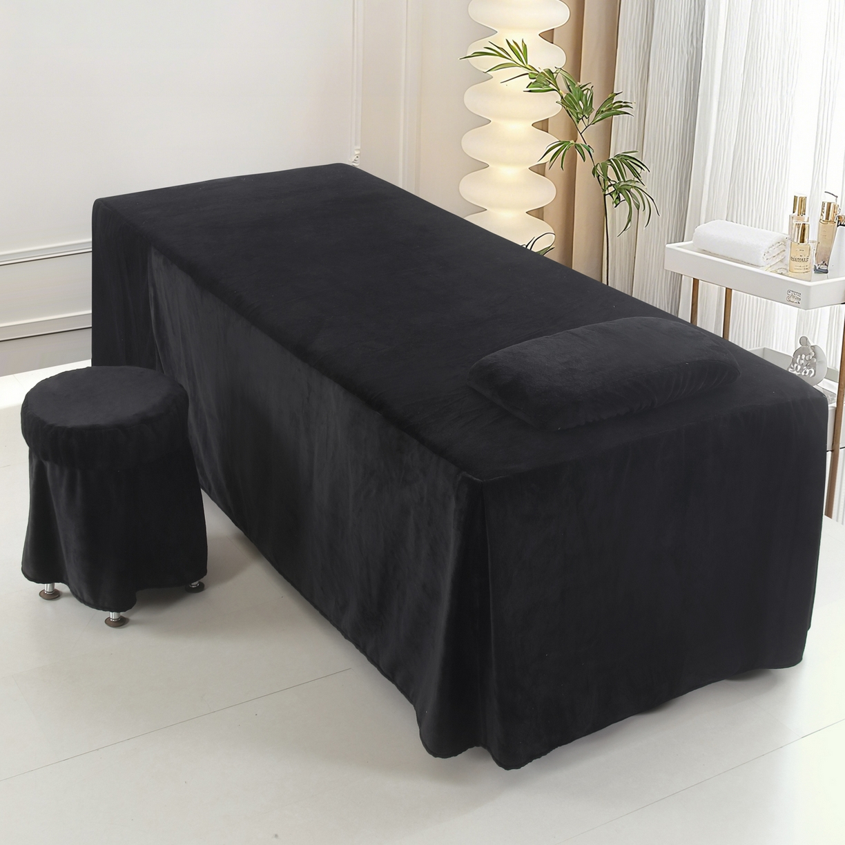 91家纺网 家纺一手货源 找家纺 （总）千姿坊 2025新款秋冬加厚保暖牛奶绒美 容床罩四件套美 容院养生馆专用-叶语悠然