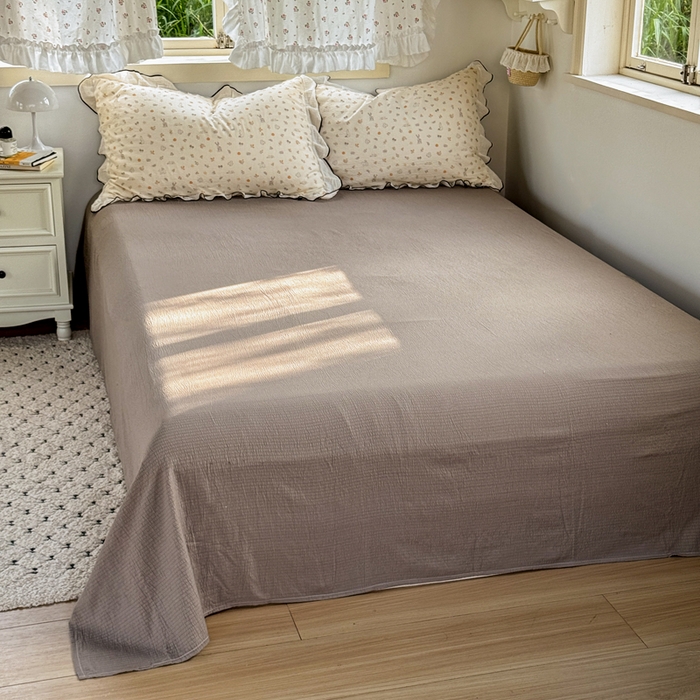 91家纺网 家纺一手货源 找家纺 繁花家居 2025新款高弹线云感木棉多层纱花边超软四件套 森林公园