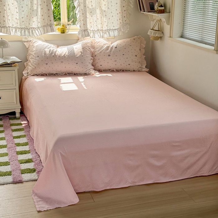 91家纺网 家纺一手货源 找家纺 繁花家居 2025新款高弹线云感木棉多层纱花边超软四件套 蝴蝶结爱心