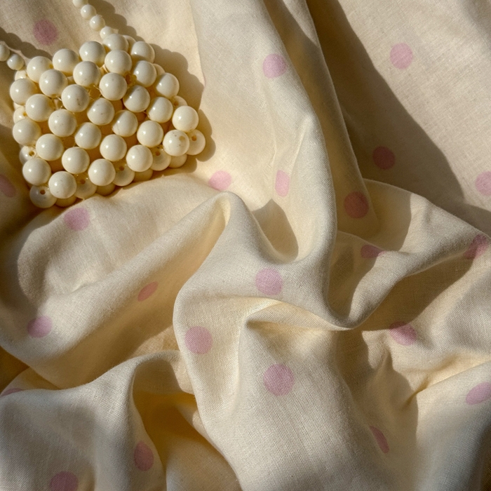 91家纺网 家纺一手货源 找家纺 繁花家居 2025新款高弹线云感木棉多层纱花边超软四件套 波点-粉