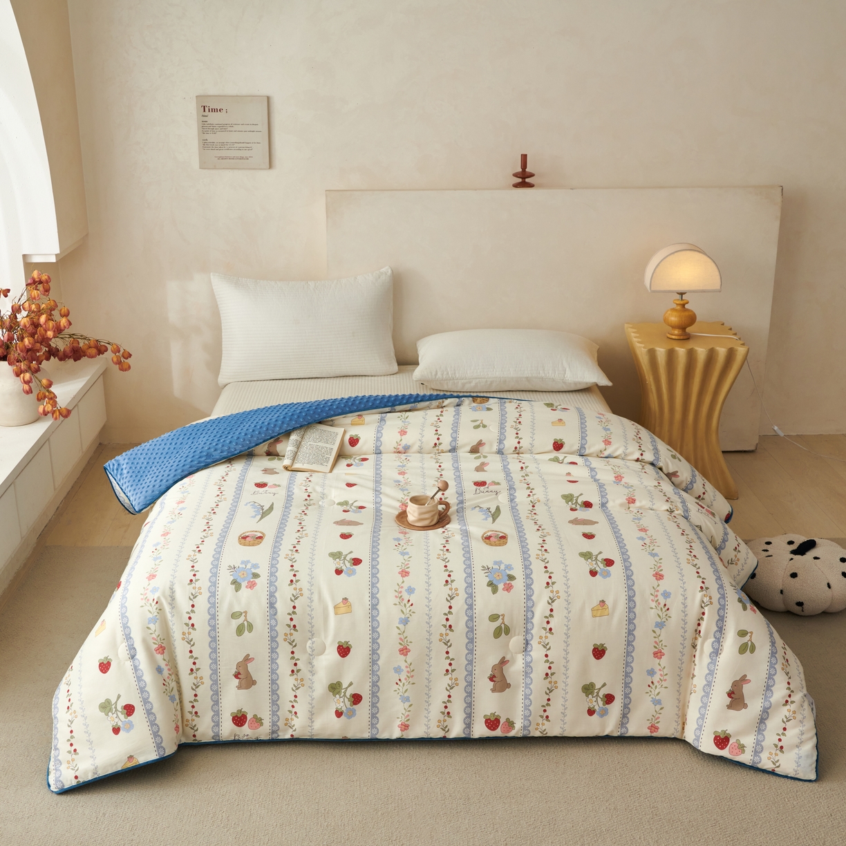 91家纺网 家纺一手货源 找家纺 （总）莎果 2025新款60支纯棉舒适豆豆绒被子被芯