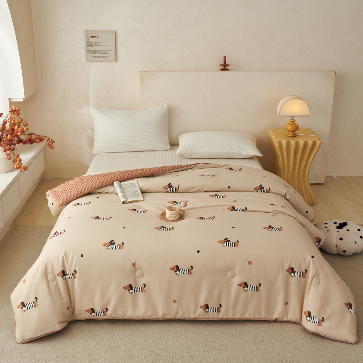 91家纺网 家纺一手货源 找家纺 （总）莎果 2025新款60支纯棉舒适豆豆绒被子被芯