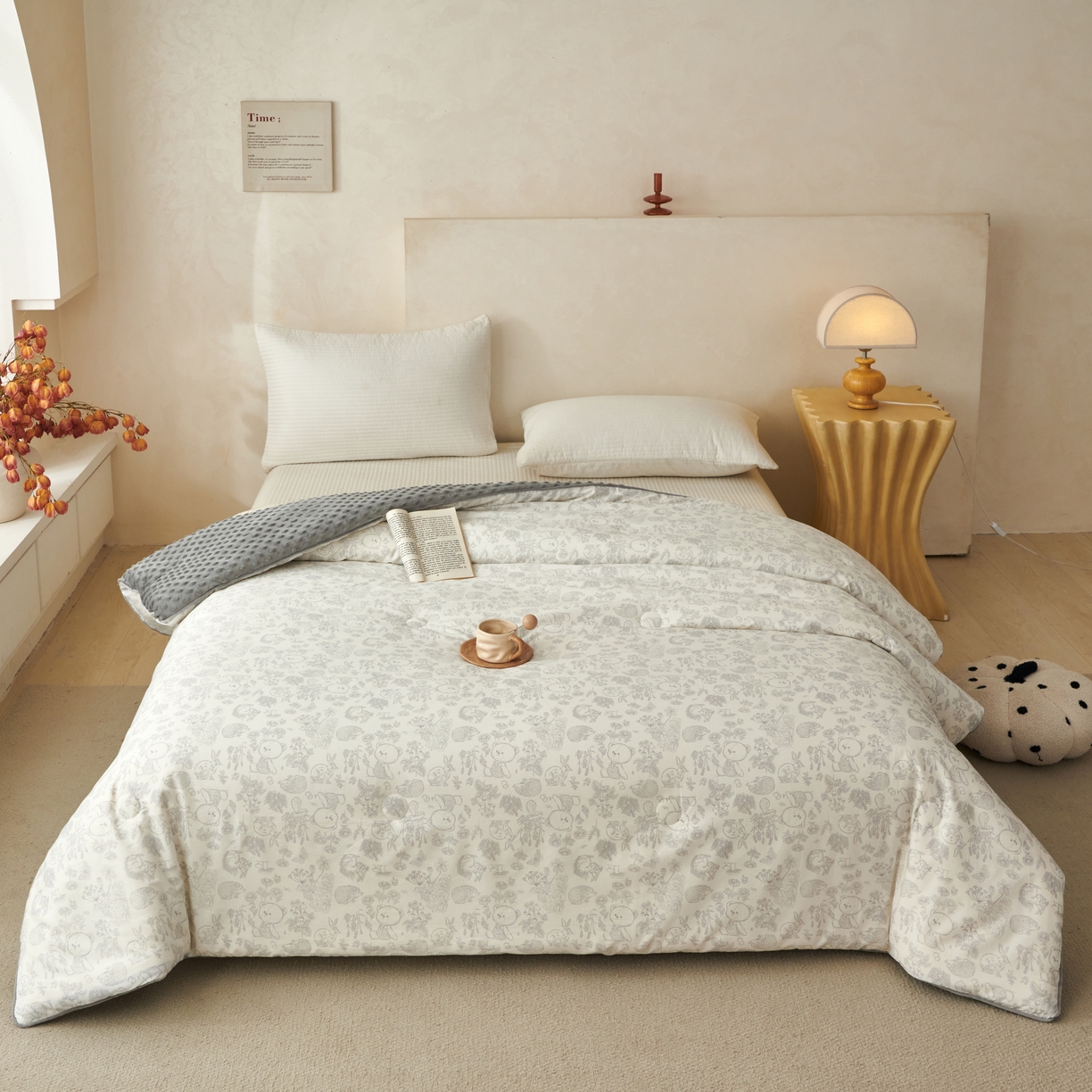 91家纺网 家纺一手货源 找家纺 （总）莎果 2025新款60支纯棉舒适豆豆绒被子被芯