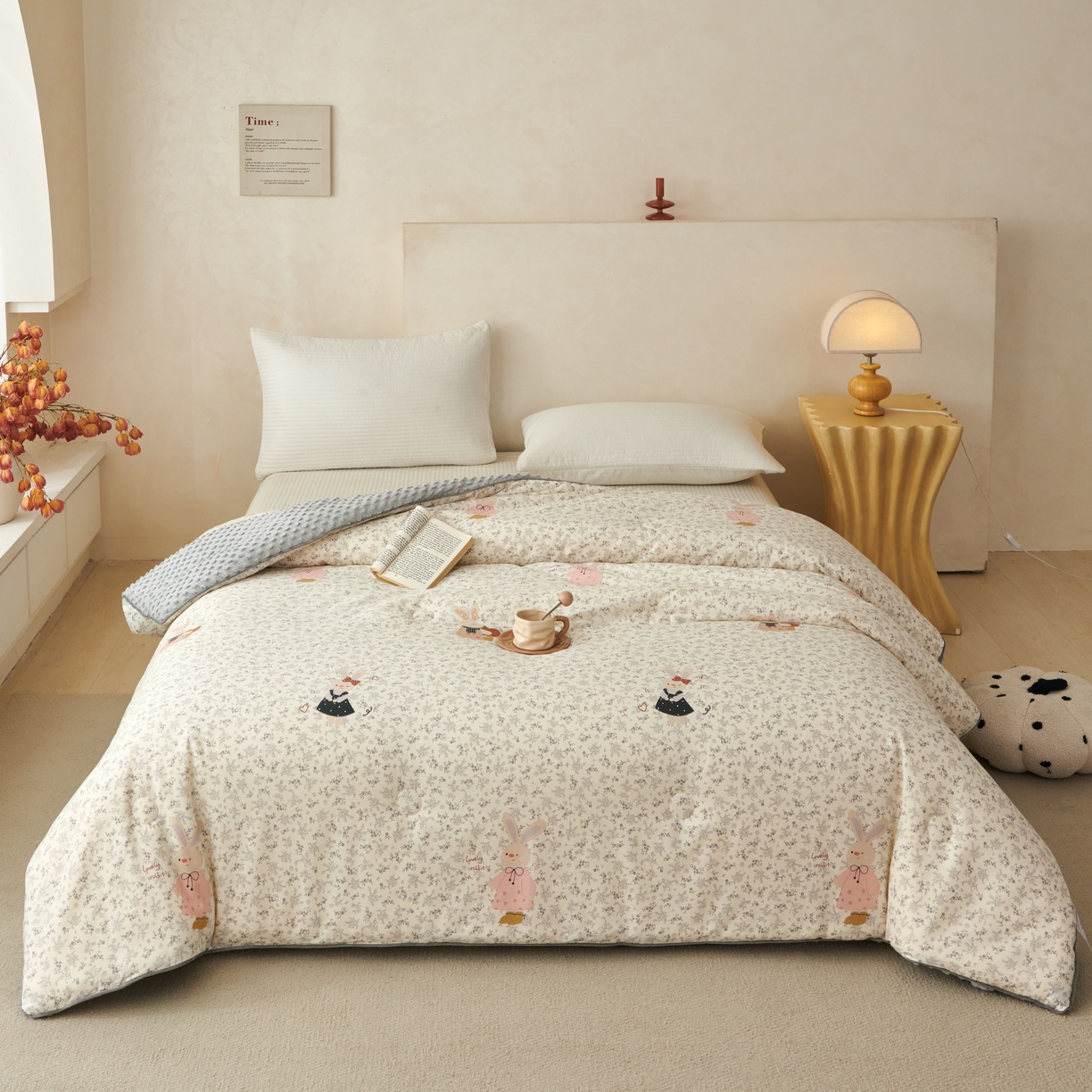 91家纺网 家纺一手货源 找家纺 （总）莎果 2025新款60支纯棉舒适豆豆绒被子被芯