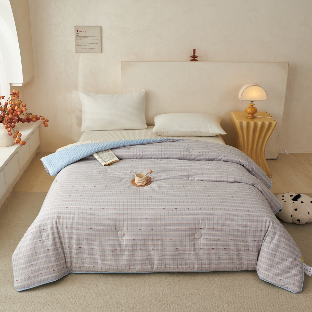 莎果 2025新款60支纯棉舒适豆豆绒被子被芯 七彩樱桃 豆豆被