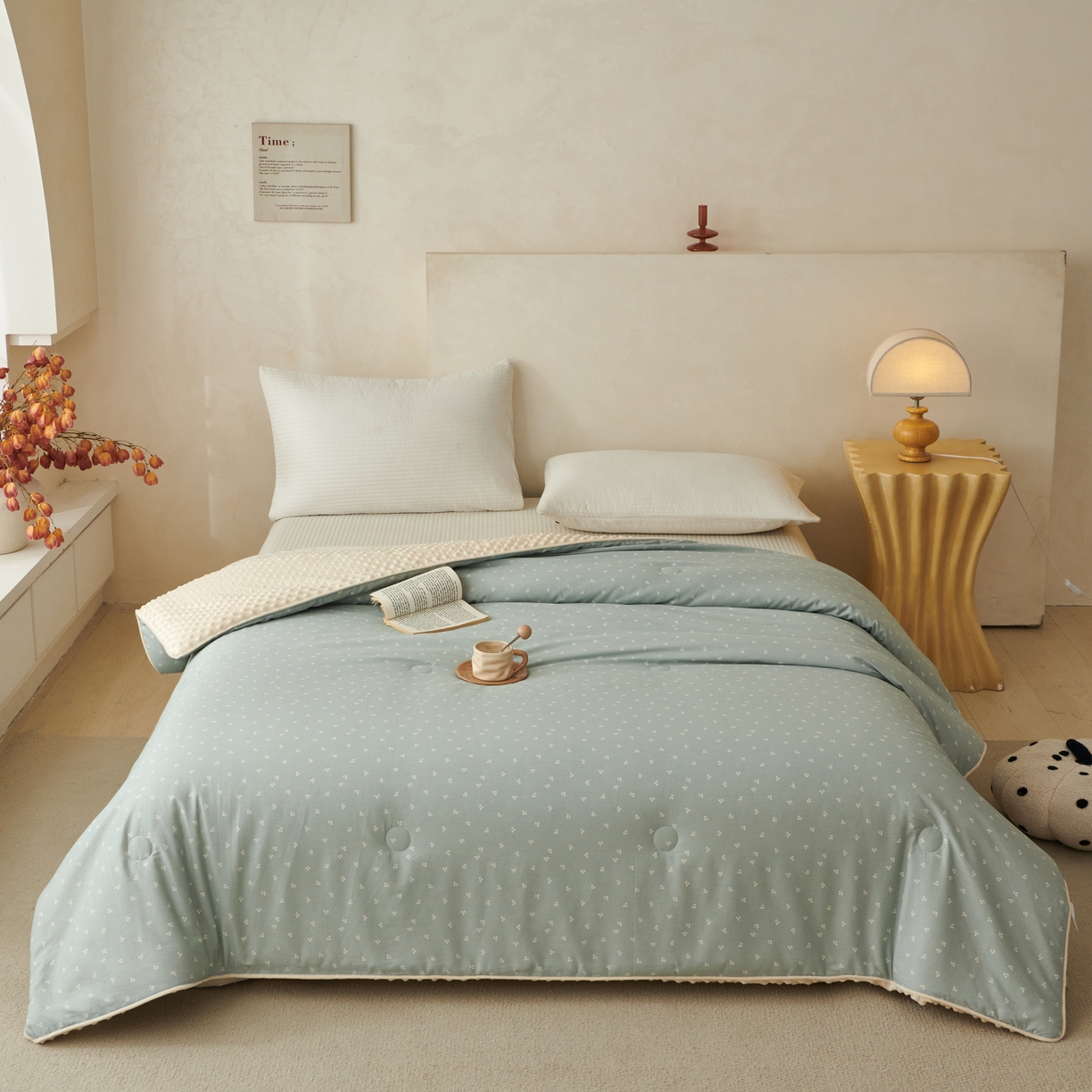 莎果 2025新款60支纯棉舒适豆豆绒被子被芯 温婉  豆豆被